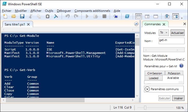 Interface PowerShell ISE